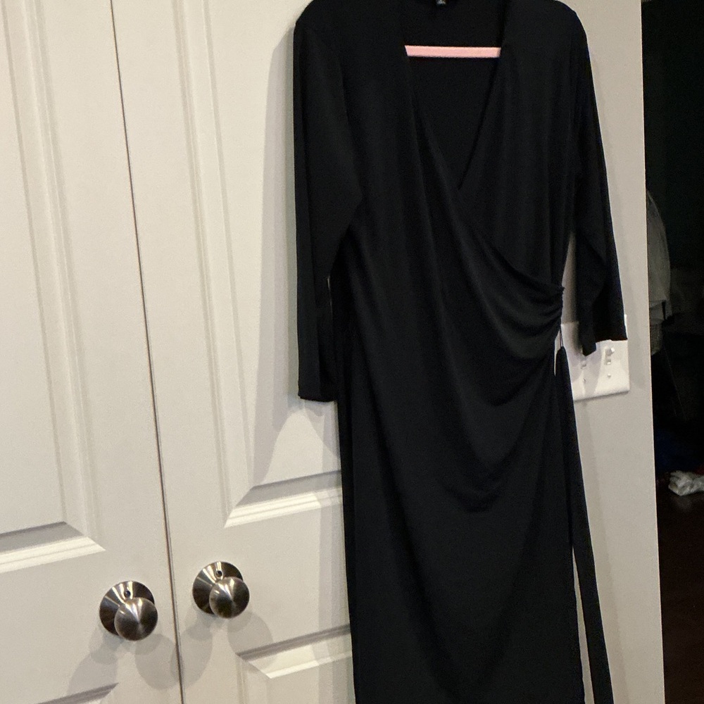 Jones New York dark navy maybe black  Long Sleeve Wrap-Style Dress